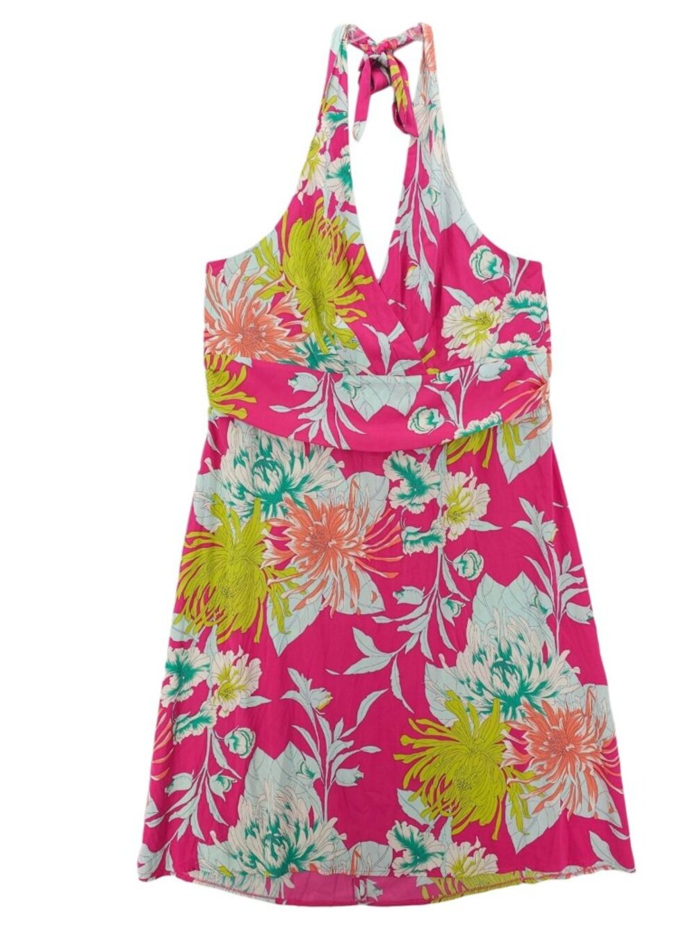 NWT ANNA SCHOLZ Double Silk Floral Halter Neck Dress Midi Colorful Size US 24
